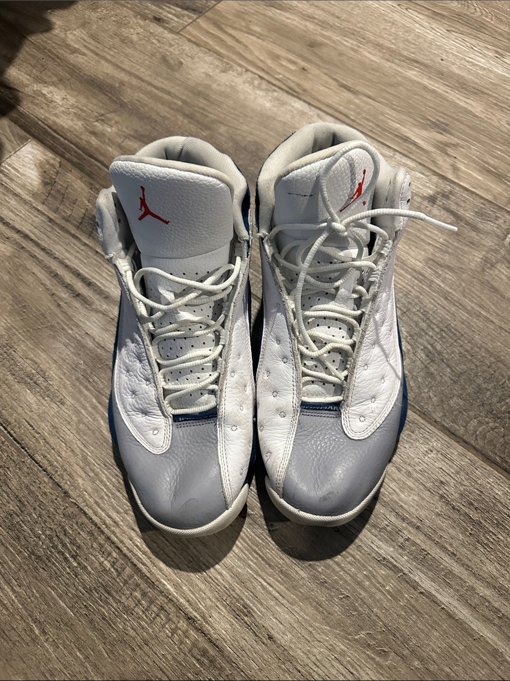 Nike Air Jordan Retro Men’s Basketball Shoes - White/Gray with Red Jumpman
